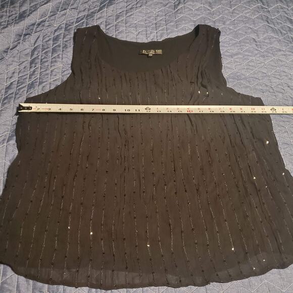 David Dart Collection Size 2X (TIGHT FITTING) 1X Sequin Black Sleeveless Blouse - Picture 8 of 9